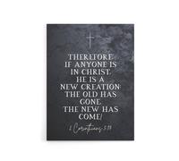 Artery8 Corinthians 5 17 New Creation Bible Quote Canvas Wall Art Print in Grey | Size: W24" x H32" Artery8 Grey W24" x H32"