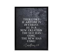 Artery8 Corinthians 5 17 New Creation Bible Quote Framed Canvas Wall Art Print in Grey | Size: W12" x H16" Artery8 Grey W12" x H16"