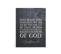 Artery8 Corinthians 5 21 No Sin Bible Quote Canvas Wall Art Print in Grey | Size: W12" x H16" Artery8 Grey W12" x H16"