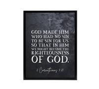 Artery8 Corinthians 5 21 No Sin Bible Quote Framed Canvas Wall Art Print in Grey | Size: W18" x H24" Artery8 Grey W18" x H24"