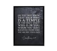 Artery8 Corinthians 6 19 Body Temple Bible Quote Framed Canvas Wall Art Print in Grey | Size: W24" x H32" Artery8 Grey W24" x H32"