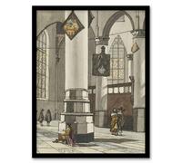 Artery8 Cornelis Ploos van Amstel Gothic Church Interior Framed Wall Art Print in Grey | Size: W12" x H16" Artery8 Grey W12" x H16"
