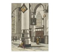 Artery8 Cornelis Ploos van Amstel Gothic Church Interior Wall Art Print in Grey | Size: W12" x H16" Artery8 Grey W12" x H16"