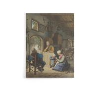 Artery8 Cornelis Ploos van Amstel Newspaper Reader Canvas Wall Art Print | Size: W12" x H16" Artery8 Multicolor W12" x H16"