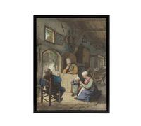 Artery8 Cornelis Ploos van Amstel Newspaper Reader Framed Canvas Art Print | Size: W18" x H24" Artery8 Multicolor W18" x H24"