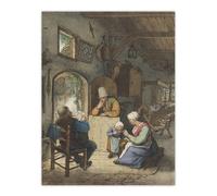 Artery8 Cornelis Ploos van Amstel Newspaper Reader Wall Art Print | Size: W12" x H16" Artery8 Multicolor W12" x H16"