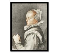 Artery8 Cornelis Ploos van Amstel Portrait of a Young Woman Framed Art Print in Grey | Size: A4 Artery8 Grey A4