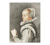 Artery8 Cornelis Ploos van Amstel Portrait of a Young Woman Wall Art Print in Grey | Size: W12" x H16" Artery8 Grey W12" x H16"