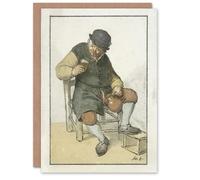Artery8 Cornelis Ploos van Amstel Seated Farmer with Jug Blank Art Greeting Card