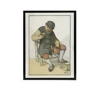 Artery8 Cornelis Ploos van Amstel Seated Farmer with Jug Framed Canvas Art | Size: W12" x H16" Artery8 Multicolor W12" x H16"