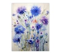 Artery8 Cornflower Wildflower Meadow Watercolour Painting Unframed Wall Art Print Poster Home Decor Premium