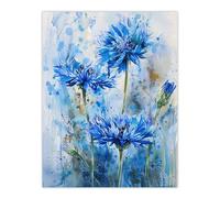 Artery8 Cornflowers Blue Flower Watercolour Painting Living Room Extra Large XL Wall Art Poster Print