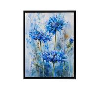 Artery8 Cornflowers Flower Watercolour Framed Canvas Wall Art Print in Blue | Size: W18" x H24" Artery8 Blue W18" x H24"