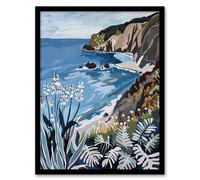 Artery8 Cornish Coast Painting Cornwall Wildflowers Living Room Art Print Framed Poster Wall Decor 12x16 inch