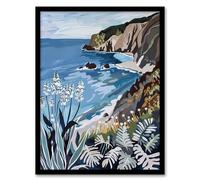 Artery8 Cornish Coast Painting Cornwall Wildflowers Living Room Artwork Framed Wall Art Print 18X24 Inch