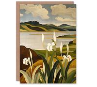 Artery8 Cornish Coastal Flowers Cornwall Landscape Birthday Art Card in Brown Artery8 Brown