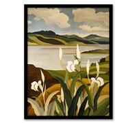 Artery8 Cornish Coastal Flowers Cornwall Landscape Framed Art Print in Brown | Size: A4 Artery8 Brown A4