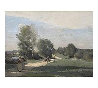 Artery8 Corot Road By The Water C1865 Painting Art Print Canvas Premium Wall Decor Poster Mural