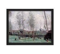 Artery8 Corot Washerwomen In A Willow Grove Painting Artwork Framed Wall Art Print 18X24 Inch