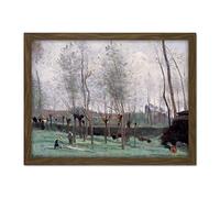 Artery8 Corot Washerwomen In A Willow Grove Painting Artwork Framed Wall Art Print 18X24 Inch