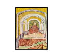 Artery8 Corridor in the Asylum Black Framed Canvas Wall Art Print 24X32 Artwork By Van Gogh : Interior Asylum Scene Suited For Study Or Hallway Conveying Emotion Light And Expressive Solitude