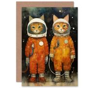 Artery8 Cosmic Cats in Outer Space Custom Greeting Card Personalised Message Inside for Child Children Kids Birthday Thank You Congratulations