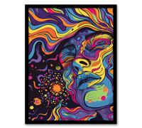 Artery8 Cosmic Trance Meditation Psychedelic Portrait Living Room Artwork Framed Wall Art Print A4