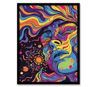 Artery8 Cosmic Trance Meditation Psychedelic Portrait Framed Art Print | Size: A4 Artery8 Multicolor A4