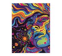 Artery8 Cosmic Trance Meditation Psychedelic Portrait Wall Art Print | Size: W12" x H16" Artery8 Multicolor W12" x H16"