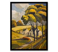 Artery8 Cotswolds Cottages Countryside English Landscape Living Room Artwork Framed Wall Art Print 18X24 Inch