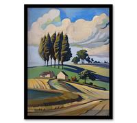 Artery8 Cotswolds Windy Day Countryside English Landscape Living Room Artwork Framed Wall Art Print A4