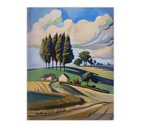 Artery8 Cotswolds Windy Day Countryside English Landscape Wall Art Print | Size: W18" x H24" Artery8 Multicolor W18" x H24"