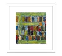 Artery8 Coulon 1970 Composition 3 Abstract Painting 8X8 Inch Square Wooden Framed Wall Art Print Picture with Mount in White Artery8 White