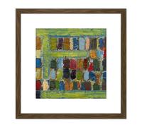 Artery8 Coulon 1970 Composition 3 Abstract Painting 8X8 Inch Square Wooden Framed Wall Art Print Picture with Mount in Brown Artery8 Brown