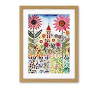 Artery8 Countryside Chapel Garden Folk Art Watercolour Painting Artwork Framed Wall Art Print 18X24 Inch