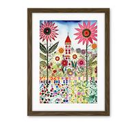 Artery8 Countryside Chapel Garden Folk Art Watercolour Painting Artwork Framed Wall Art Print 18X24 Inch