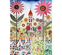 Artery8 Countryside Chapel Garden Folk Art Watercolour Painting Extra Large XL Wall Art Poster Print