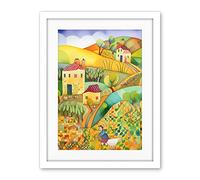 Artery8 Countryside Farming Folk Art Watercolour Painting Artwork Framed Wall Art Print 18X24 Inch