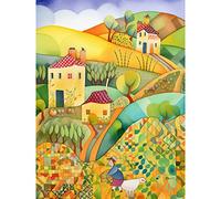 Artery8 Countryside Farming Folk Art Watercolour Painting Extra Large XL Wall Art Poster Print