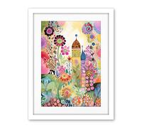Artery8 Countryside Garden Flowers In Spring Folk Art Watercolour Painting Artwork Framed Wall Art Print 18X24 Inch