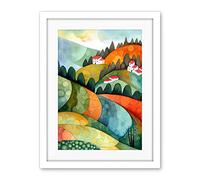 Artery8 Countryside Of Florence Italy Folk Art Artwork Framed Wall Art Print 18X24 Inch