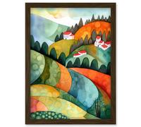 Artery8 Countryside Of Florence Italy Folk Art Artwork Framed Wall Art Print A4