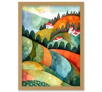 Artery8 Countryside Of Florence Italy Folk Art Artwork Framed Wall Art Print A4