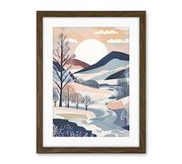 Artery8 Countryside Path in Boho Hill Winter Landscape Artwork Framed Wall Art Print 18X24 Inch