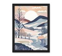 Artery8 Countryside Path in Boho Hill Winter Landscape Artwork Framed Wall Art Print 18X24 Inch