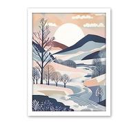 Artery8 Countryside Path in Boho Hill Winter Landscape Artwork Framed Wall Art Print 18X24 Inch