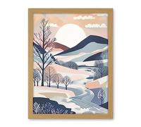 Artery8 Countryside Path in Boho Hill Winter Landscape Artwork Framed Wall Art Print 18X24 Inch