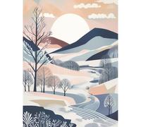 Artery8 Countryside Path in Boho Hill Winter Landscape Large Wall Art Poster Print Thick Paper 18X24 Inch