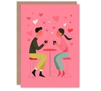 Artery8 Couple with Cuppas Two Cute Lovers On A Cafe Date Valentine's Day Card