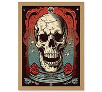 Artery8 Cracked Skull in a Glass Jar Tattoo Ink Body Art Rockabilly Americana 50s Artwork Framed A3 Wall Art Print